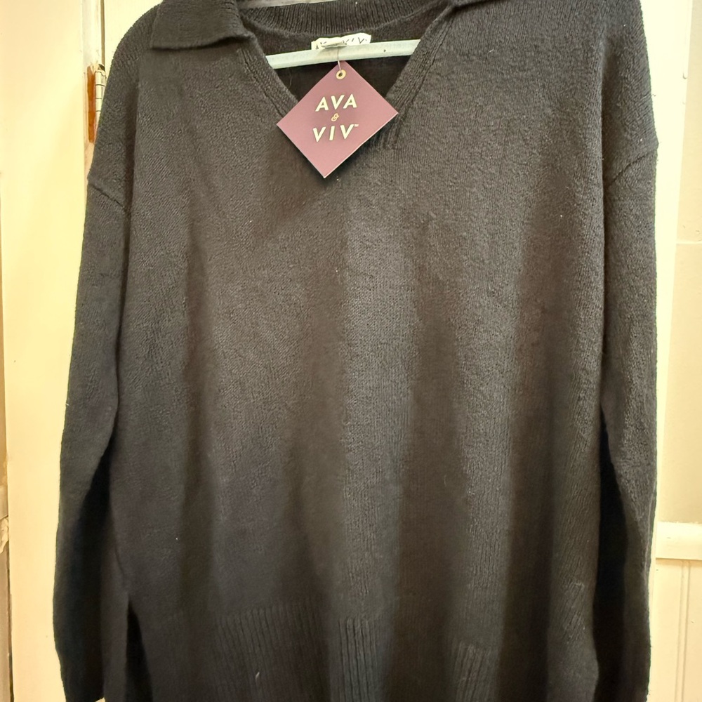 Ava & Viv Black V-Neck Women’s Sweater